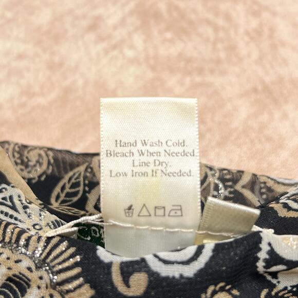 Vintage Y2K Coldwater Creek Mesh Layered Floral Blouse Metallic Round Neck Boho - Picture 5 of 6